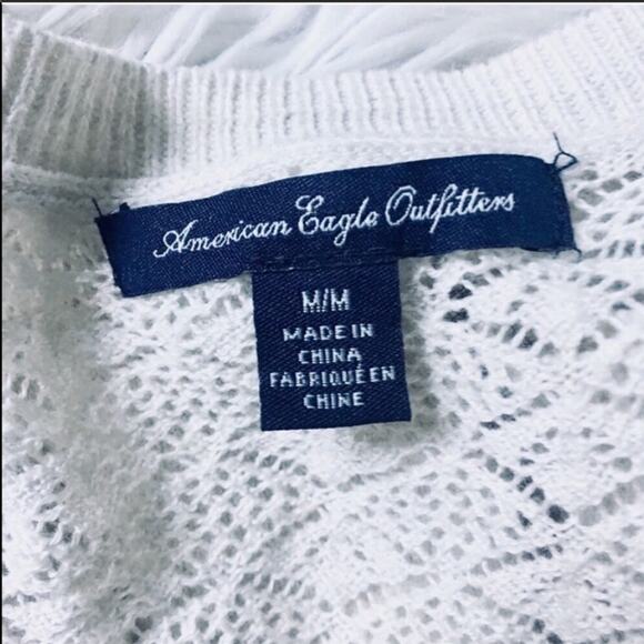 AEO AMERICAN EAGLE Cream Tan Open Weave Oatmeal Sweater Long Sleeve Mini Dress M - Picture 7 of 8